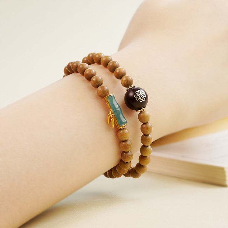 Sandalwood Around the Wrist, Bamboo Rhyme and Zen Heart - The Eastern Elegance of the "Jade Purity Heart to Heart" Bracelet