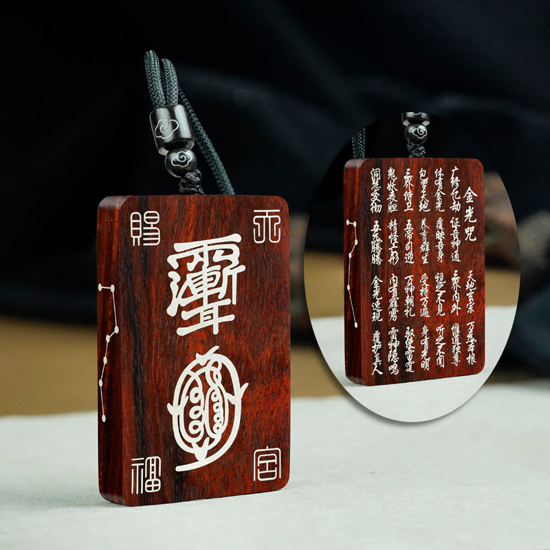 Wood and Silver Reflecting Each Other, Blessings in the East — Double-Sided Silver-Inlaid Gourd Pendant/Necklace