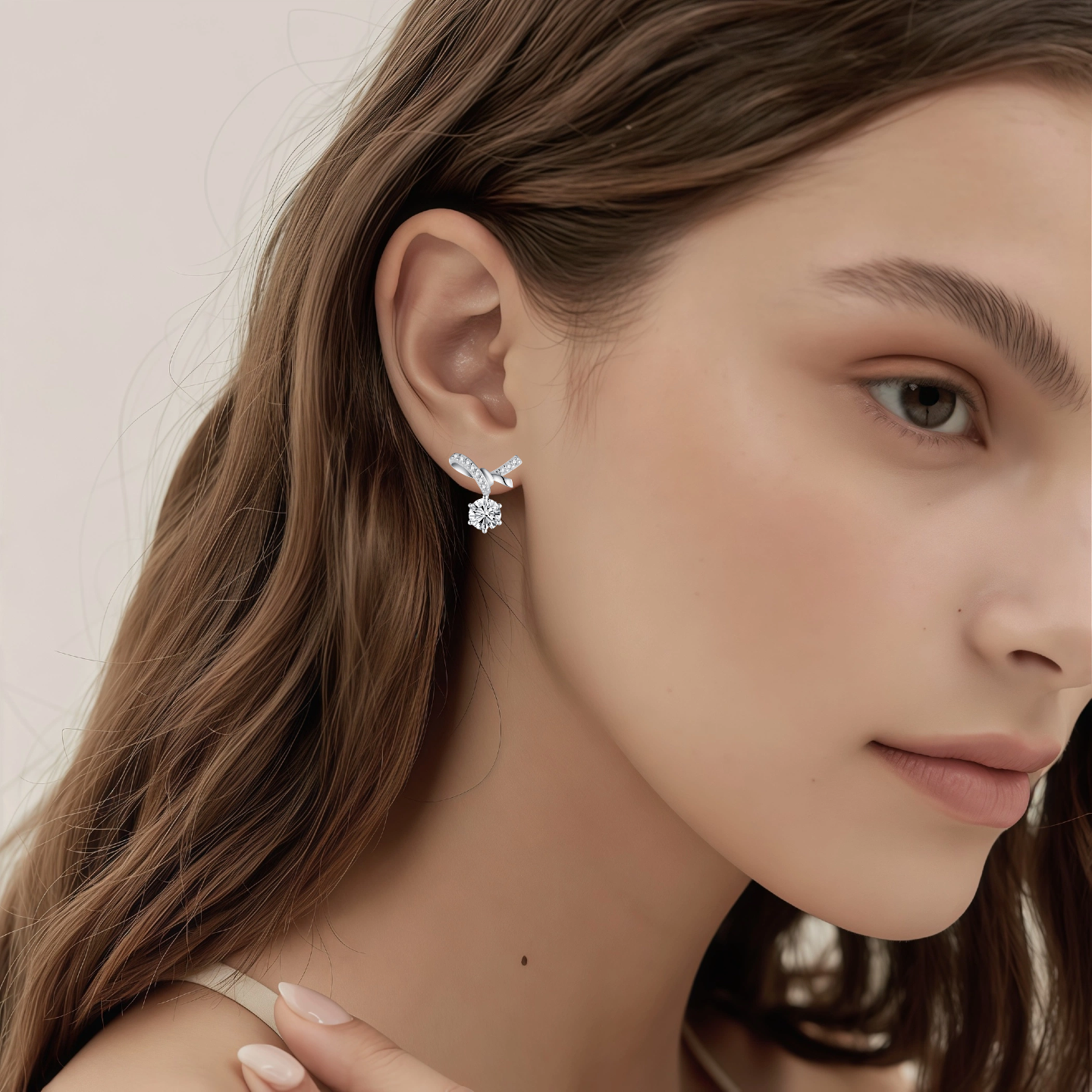 925 Silver Inlaid Moissanite Ribbon Earrings