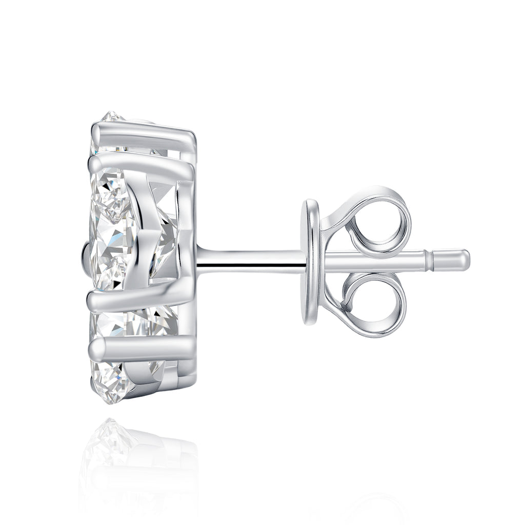 925 Sterling Silver Inlaid Moissanite Clover Stud Earrings
