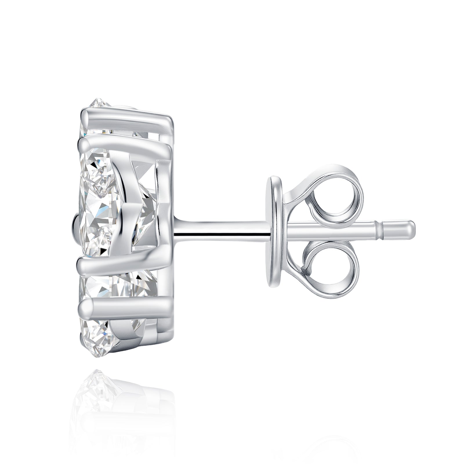 925 Sterling Silver Inlaid Moissanite Clover Stud Earrings