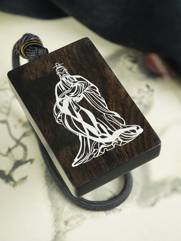Ebony Inlaid Silver Double-Sided Pendant: Inheriting Eastern Wisdom and Bearing Life Philosophy