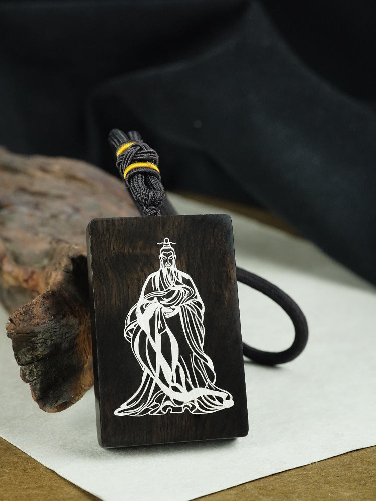 Ebony Inlaid Silver Double-Sided Pendant: Inheriting Eastern Wisdom and Bearing Life Philosophy
