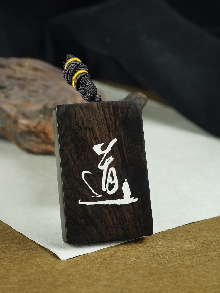 Ebony Inlaid Silver Double-Sided Pendant: Inheriting Eastern Wisdom and Bearing Life Philosophy