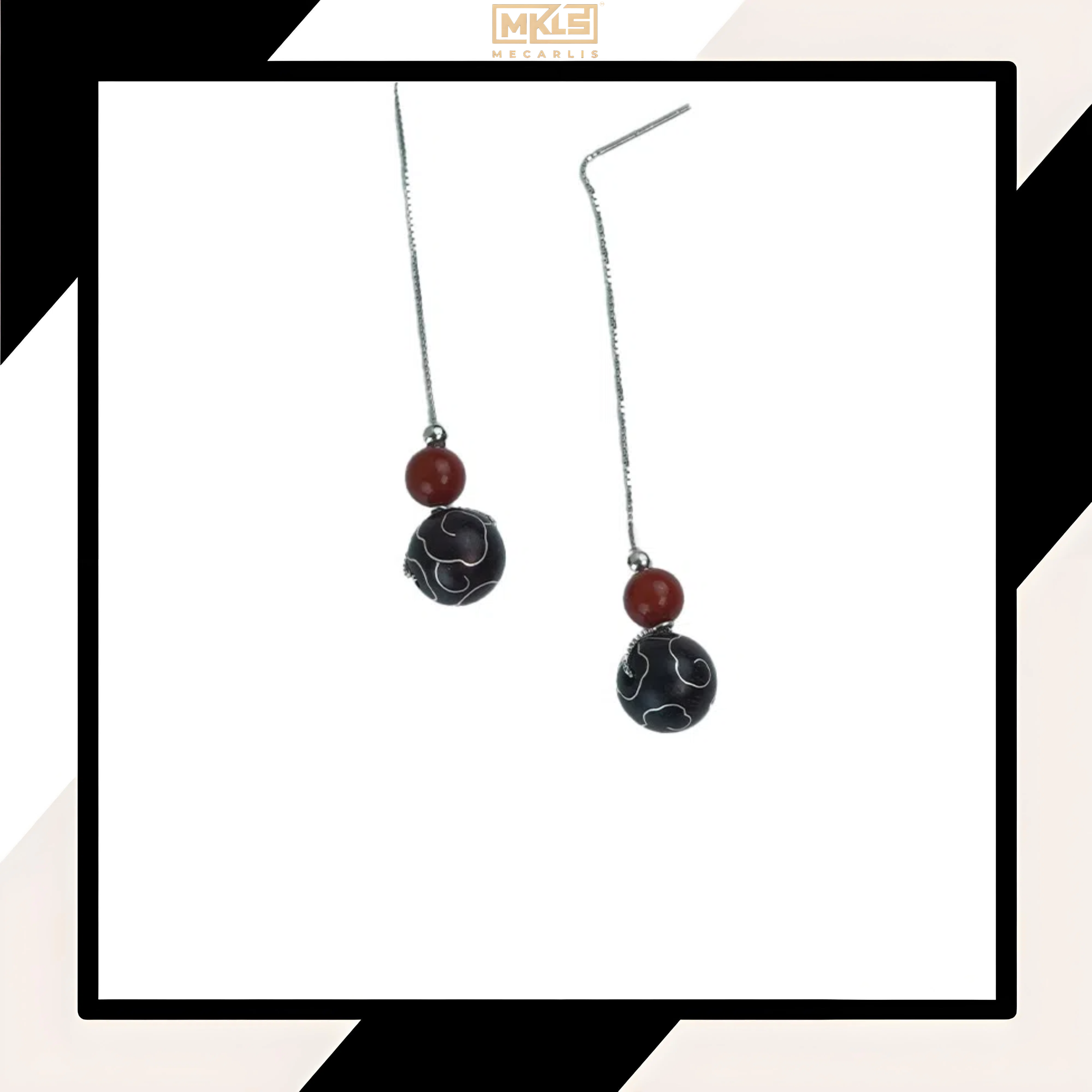 Red Sandalwood Inlaid with Silver, Clouds Around Zen Heart - The Eastern Artistic Conception of "Auspicious Cloud" Earrings