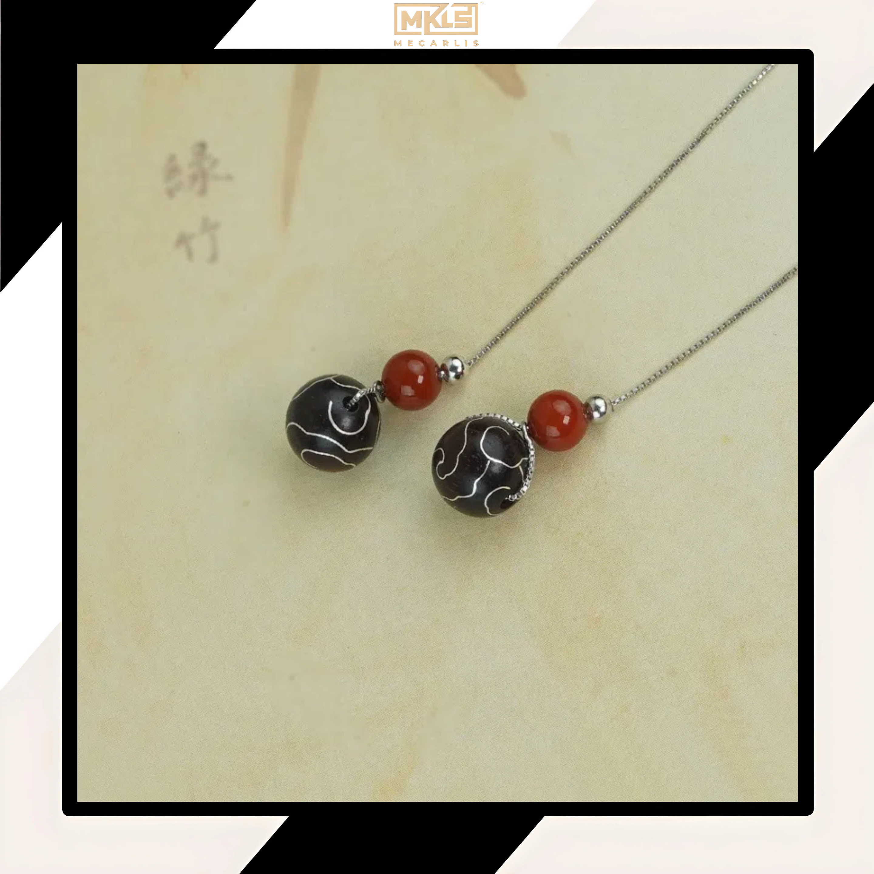 Red Sandalwood Inlaid with Silver, Clouds Around Zen Heart - The Eastern Artistic Conception of "Auspicious Cloud" Earrings