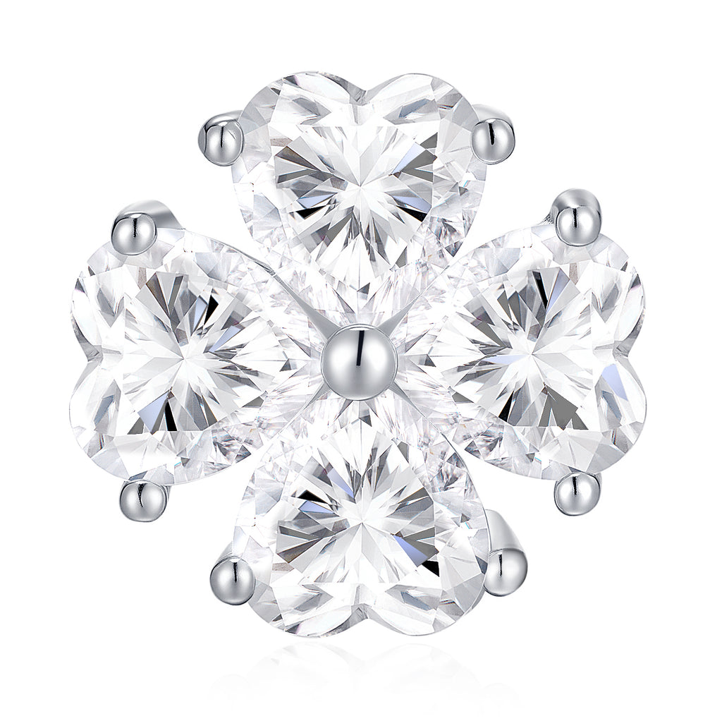 925 Sterling Silver Inlaid Moissanite Clover Stud Earrings