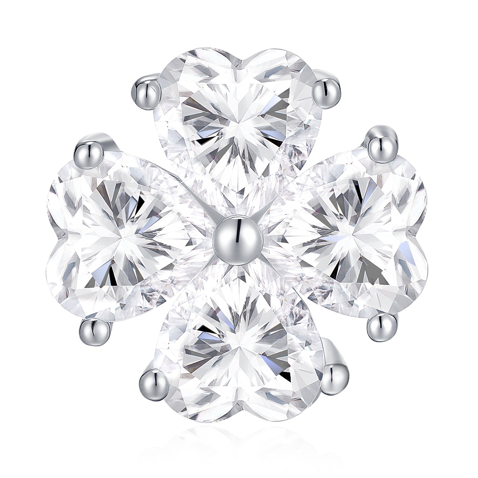 925 Sterling Silver Inlaid Moissanite Clover Stud Earrings