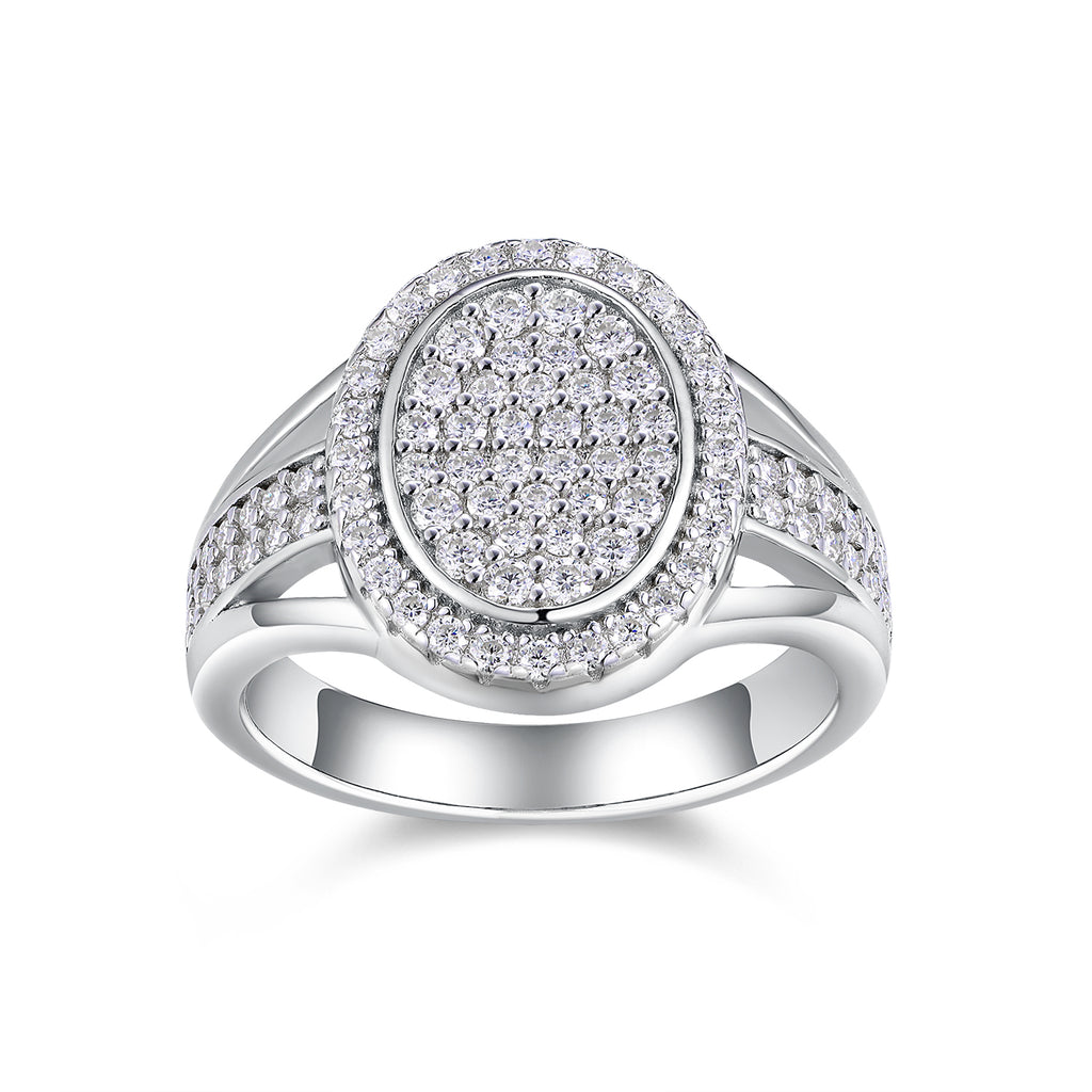 925 Sterling Silver Inlaid Moissanite Star-Shining Egg Core Unisex Ring