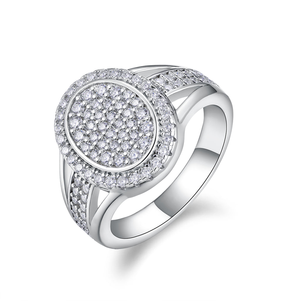 925 Sterling Silver Inlaid Moissanite Star-Shining Egg Core Unisex Ring