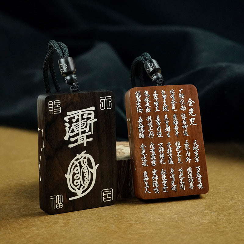 Wood and Silver Reflecting Each Other, Blessings in the East — Double-Sided Silver-Inlaid Gourd Pendant/Necklace