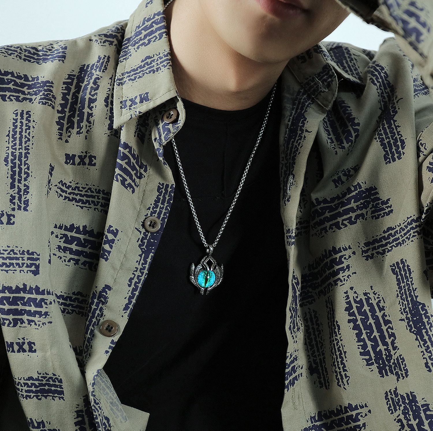 Men's Stainless Steel Evil Eye Necklace