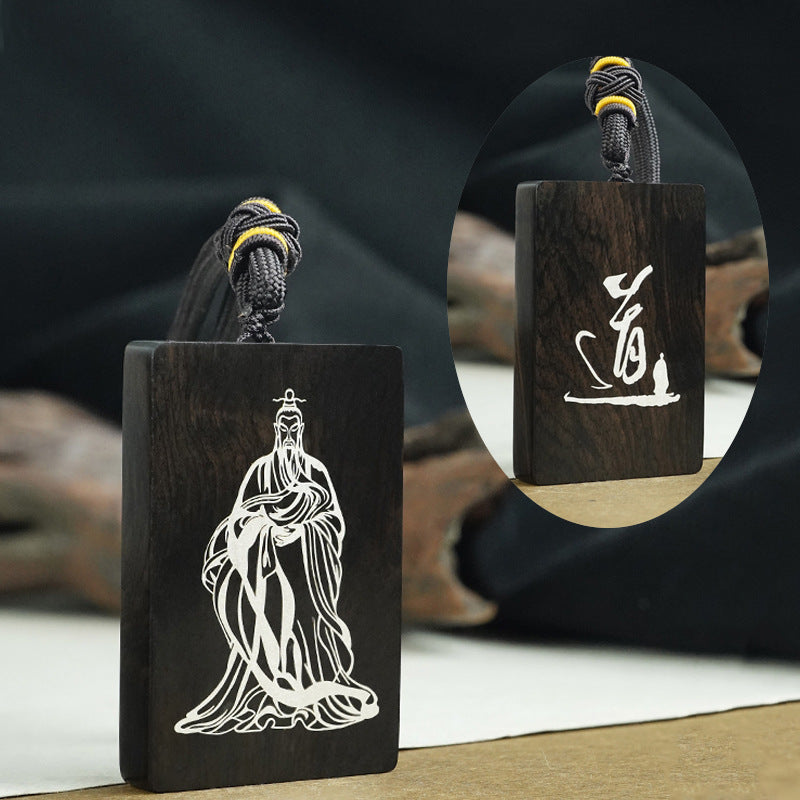 Ebony Inlaid Silver Double-Sided Pendant: Inheriting Eastern Wisdom and Bearing Life Philosophy