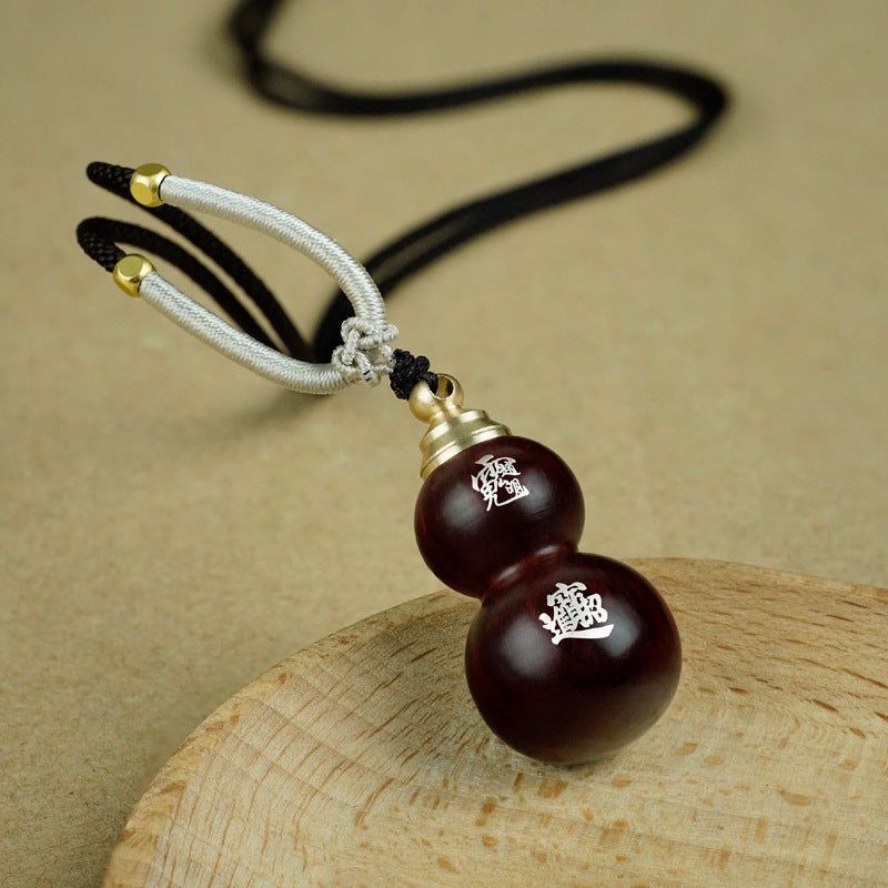 Star Rhyme and Zen Heart, Gourd Hides Blessings and Auspiciousness - The Eastern Artistic Conception of Red Sandalwood Inlaid with Silver "Big Dipper" Pendant