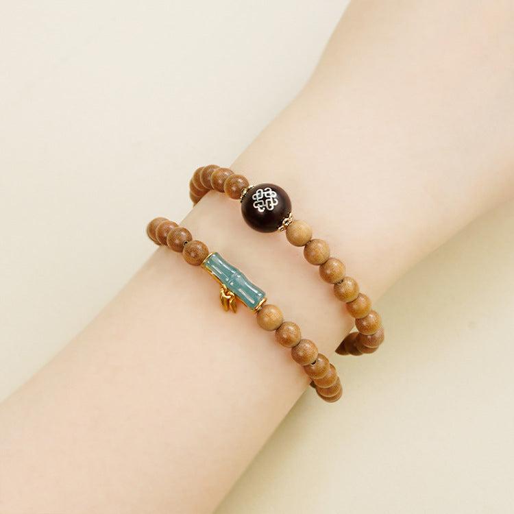 Sandalwood Around the Wrist, Bamboo Rhyme and Zen Heart - The Eastern Elegance of the "Jade Purity Heart to Heart" Bracelet