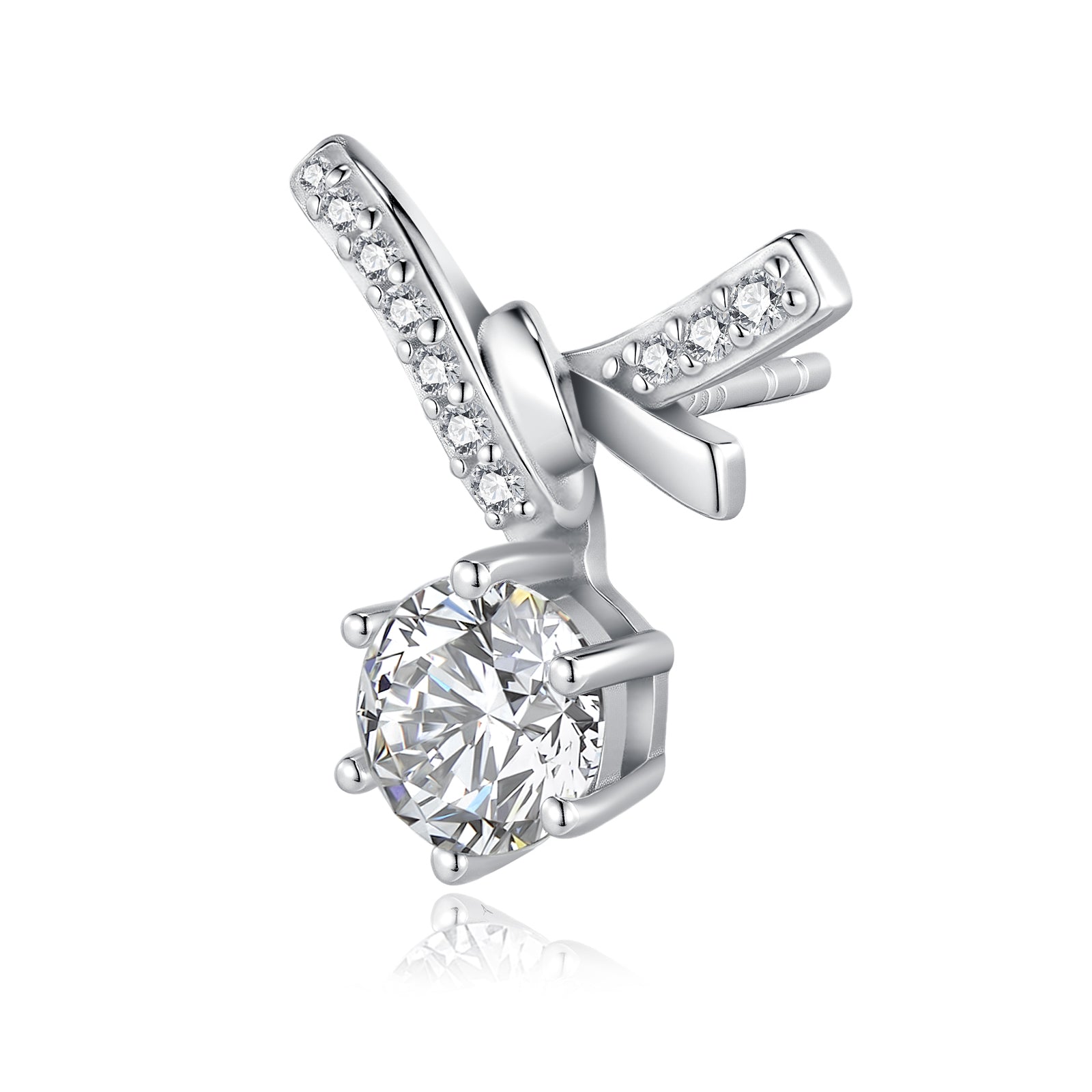 925 Silver Inlaid Moissanite Ribbon Earrings