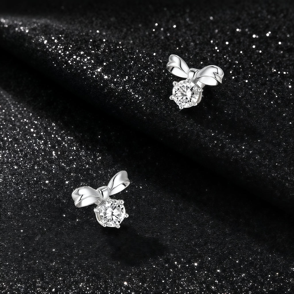 925 Sterling Silver Inlaid Moissanite Butterfly Earrings