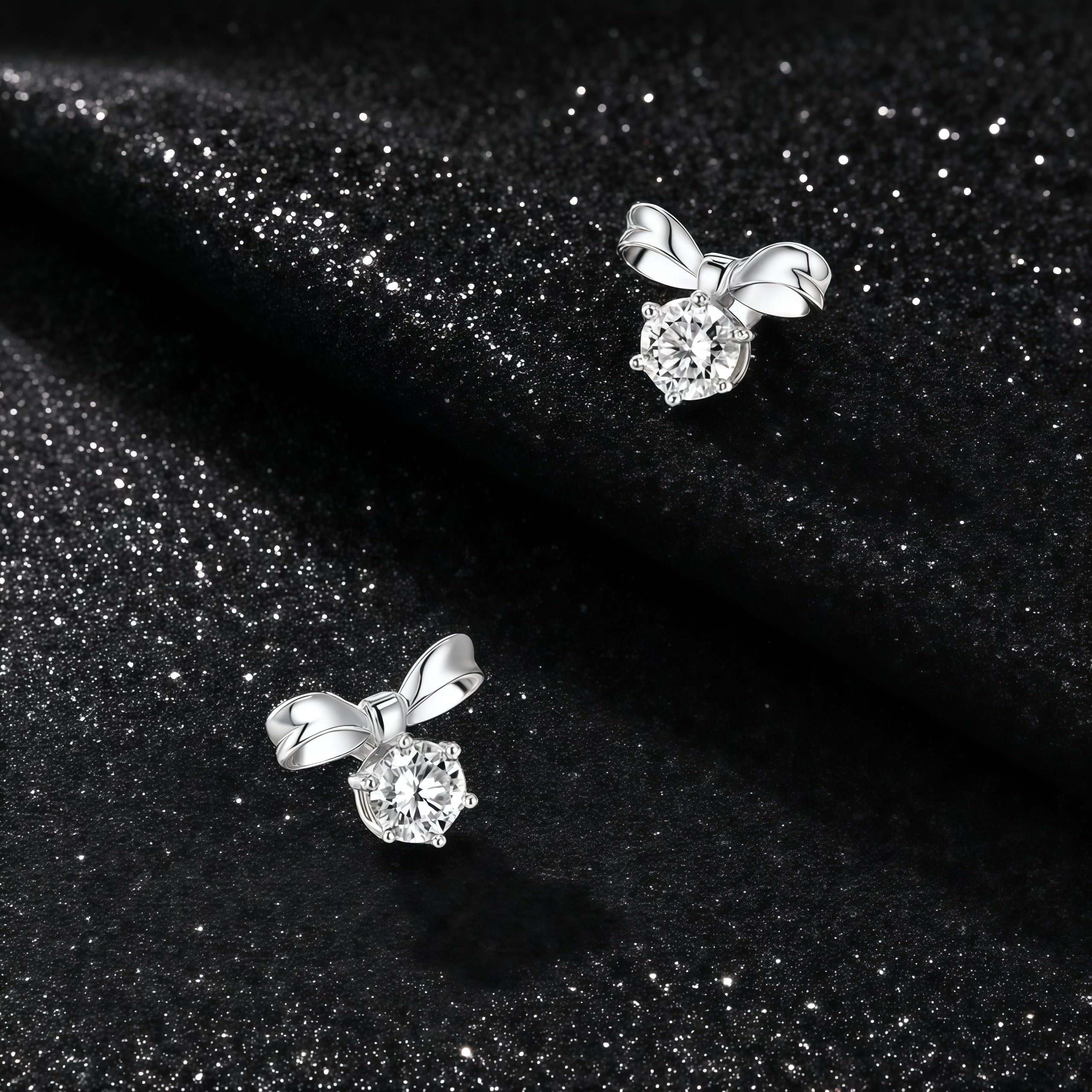 925 Sterling Silver Inlaid Moissanite Butterfly Earrings
