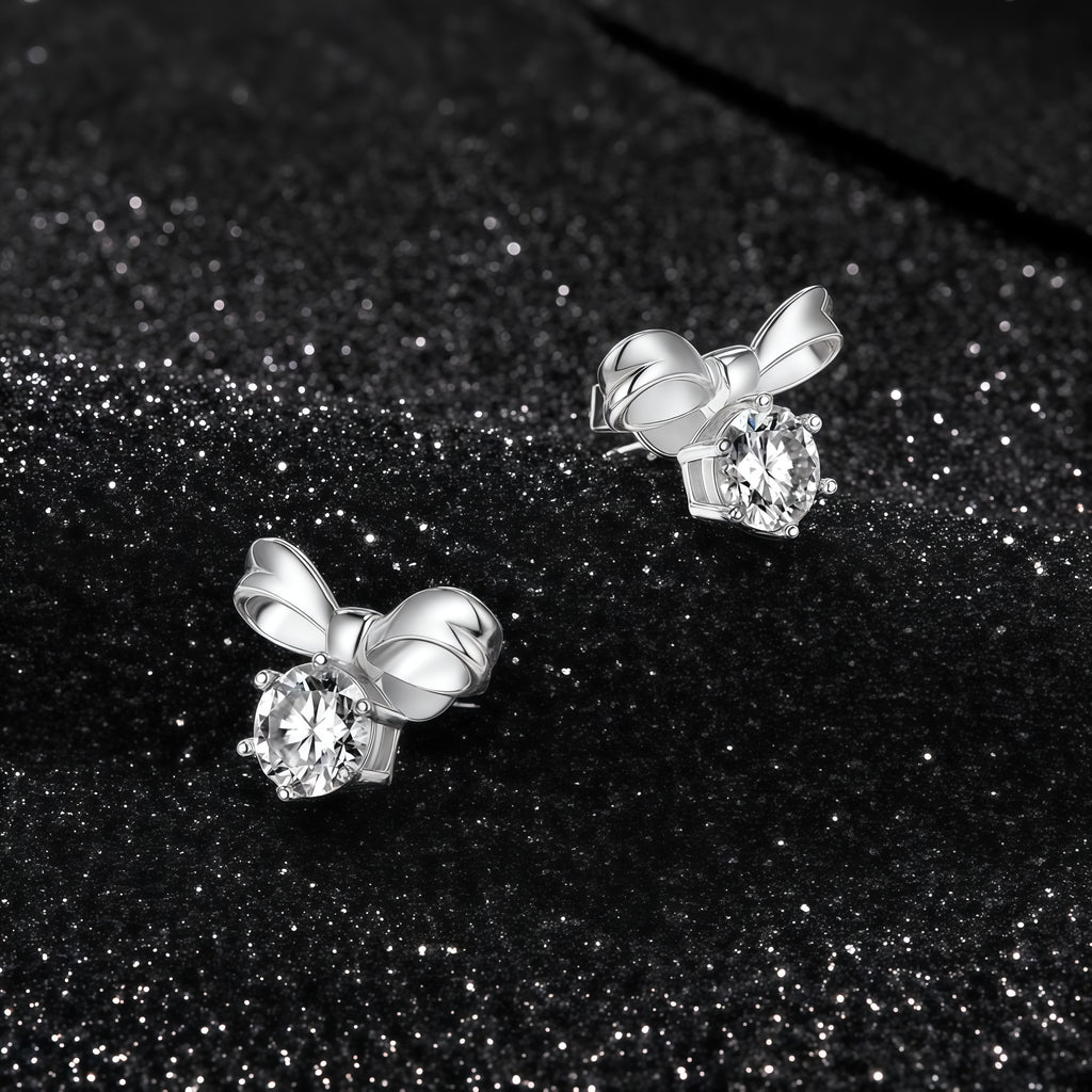925 Sterling Silver Inlaid Moissanite Butterfly Earrings