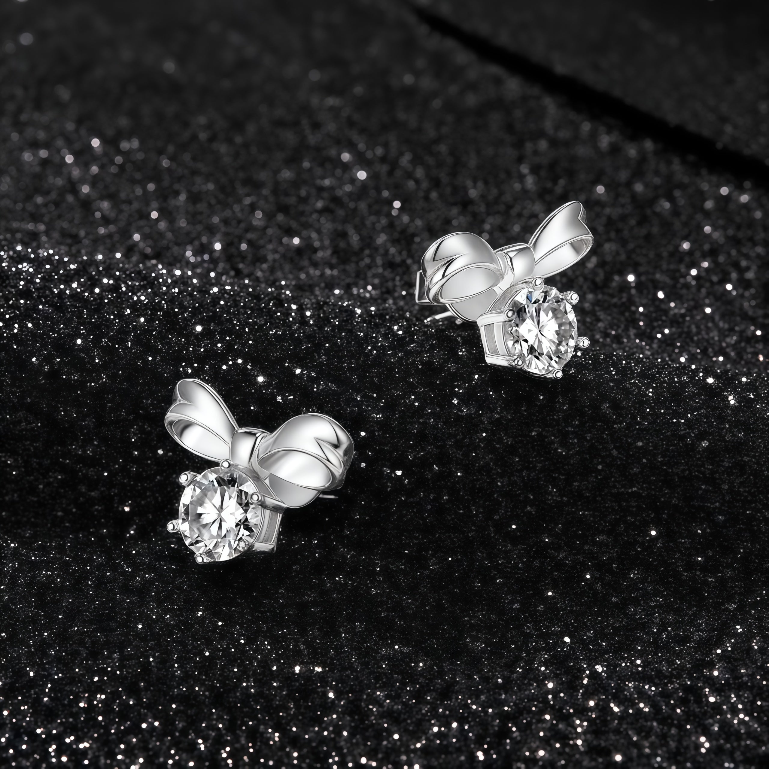 925 Sterling Silver Inlaid Moissanite Butterfly Earrings