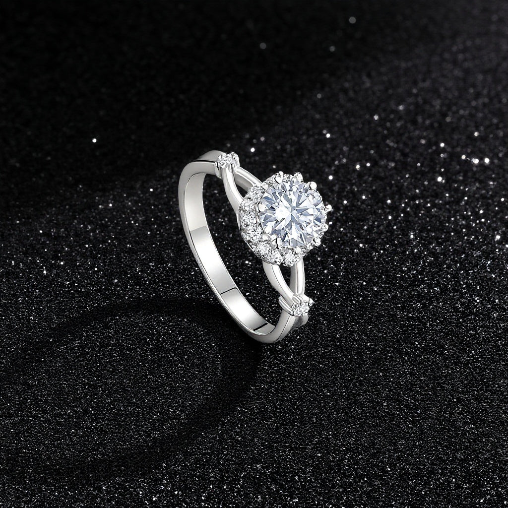 925 Sterling Silver Inlaid Moissanite "Spend a Lifetime Together" Women's Ring