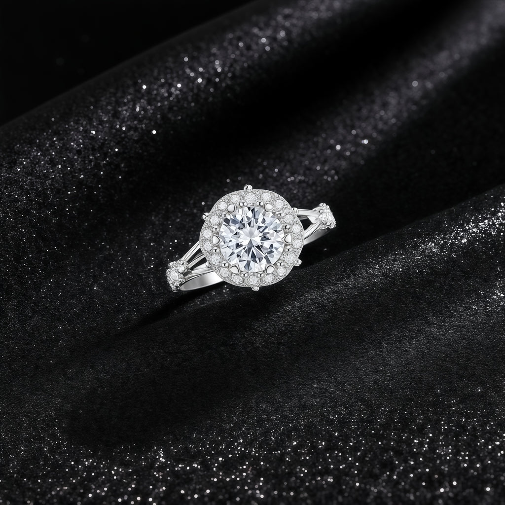 925 Sterling Silver Inlaid Moissanite "Spend a Lifetime Together" Women's Ring