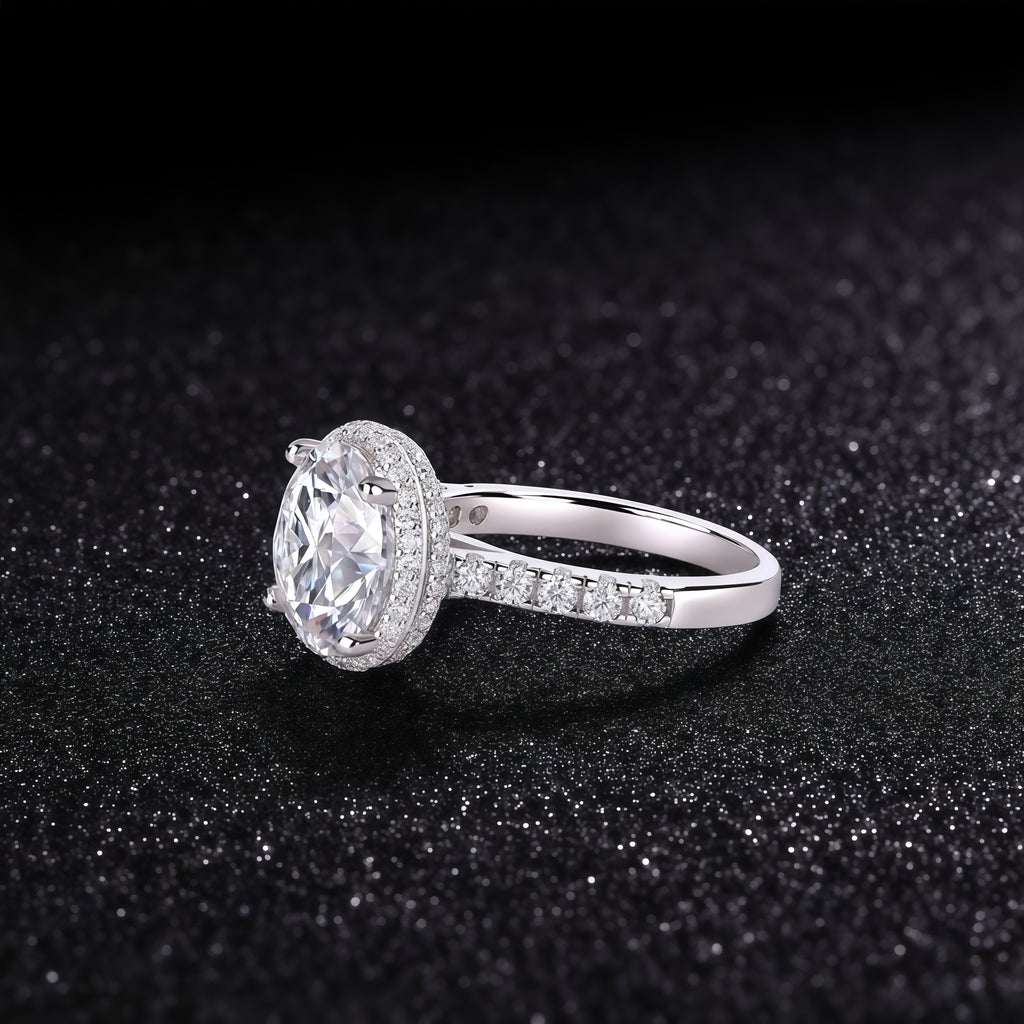 925 Sterling Silver Inlaid Moissanite "Starry Whispers" Women's Ring
