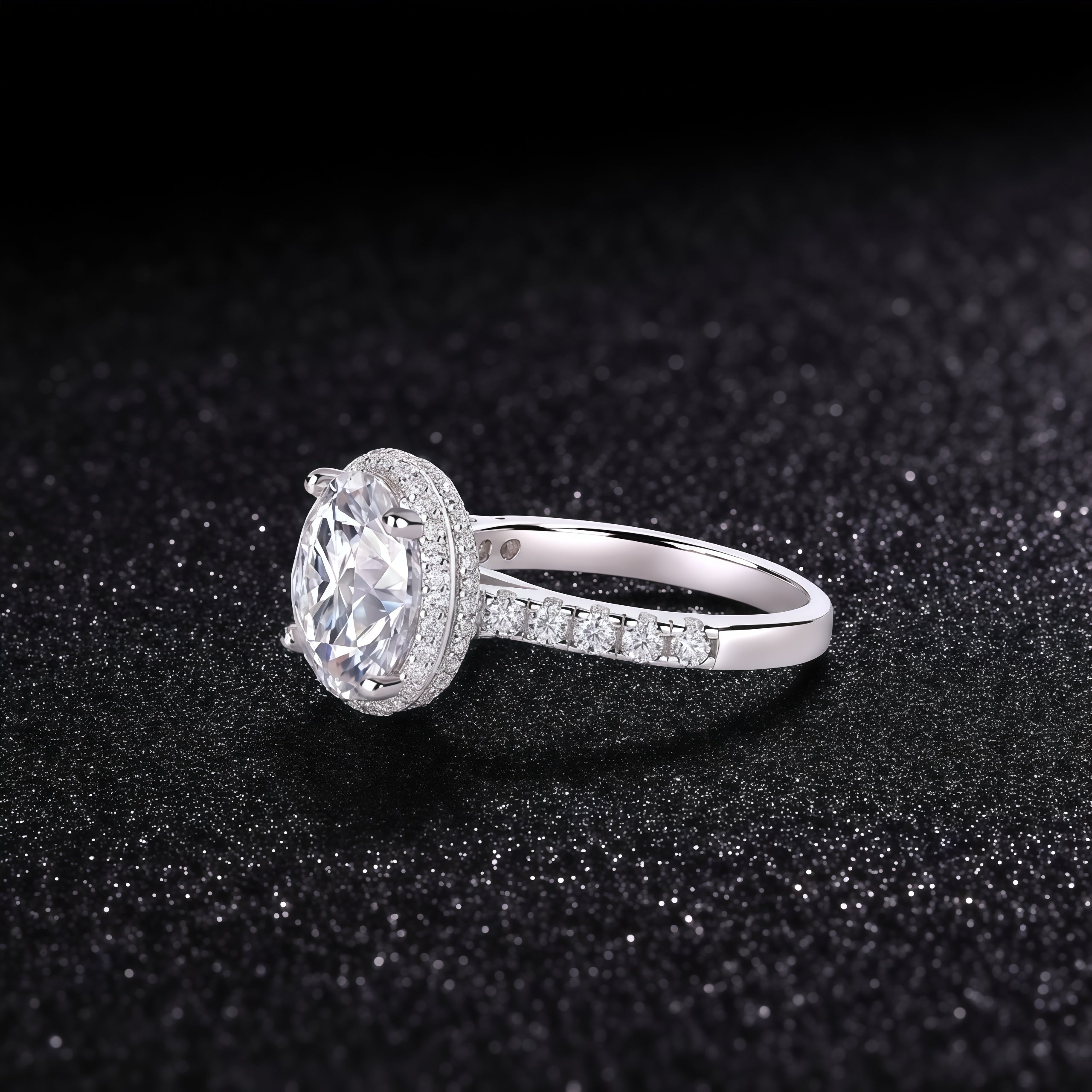 925 Sterling Silver Inlaid Moissanite "Starry Whispers" Women's Ring