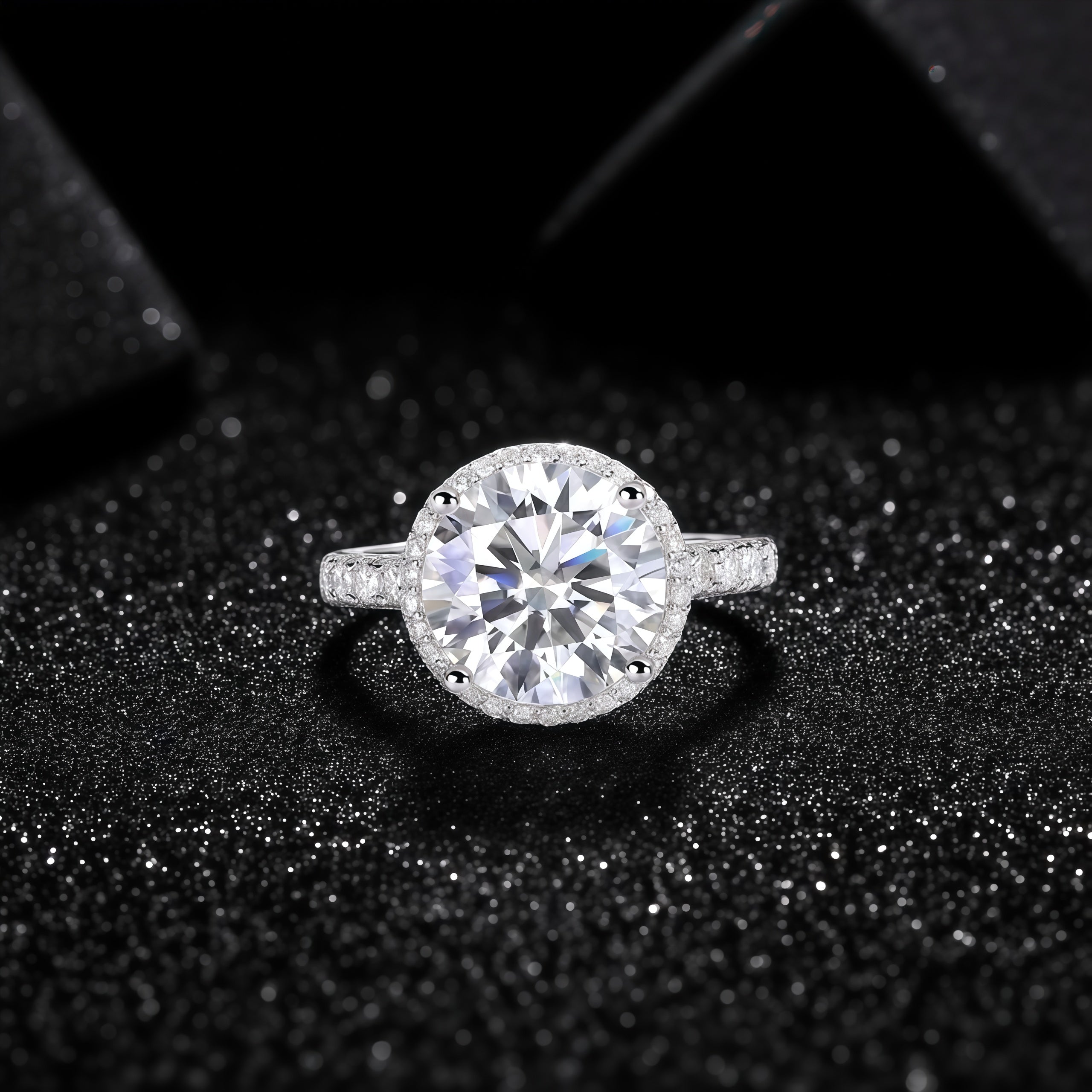 925 Sterling Silver Inlaid Moissanite "Starry Whispers" Women's Ring