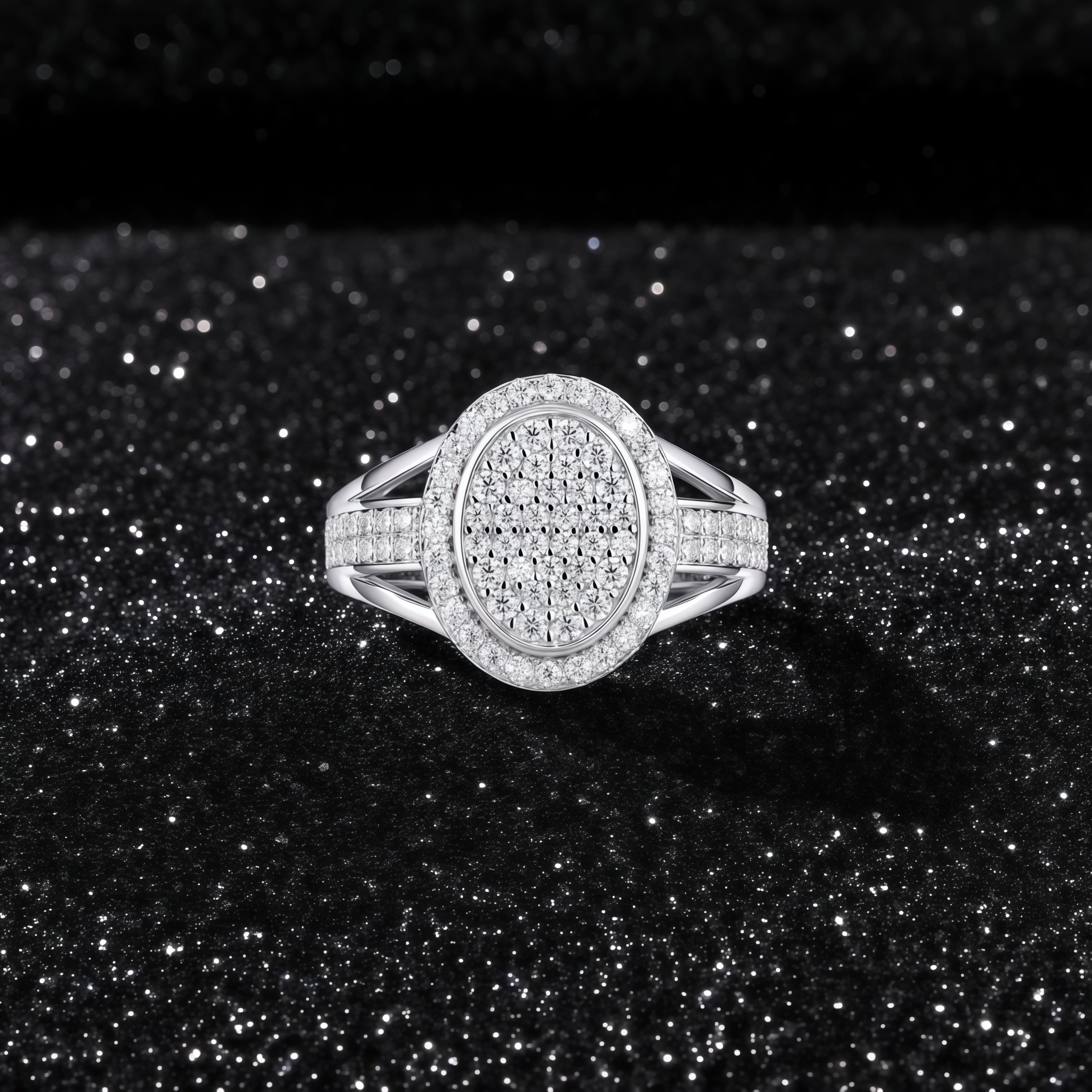 925 Sterling Silver Inlaid Moissanite Star-Shining Egg Core Unisex Ring