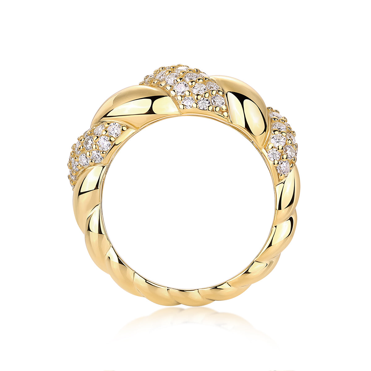 925 Sterling Silver Gold - Plated Ring Inlaid with Moissanite in Flower Vine Design for Women