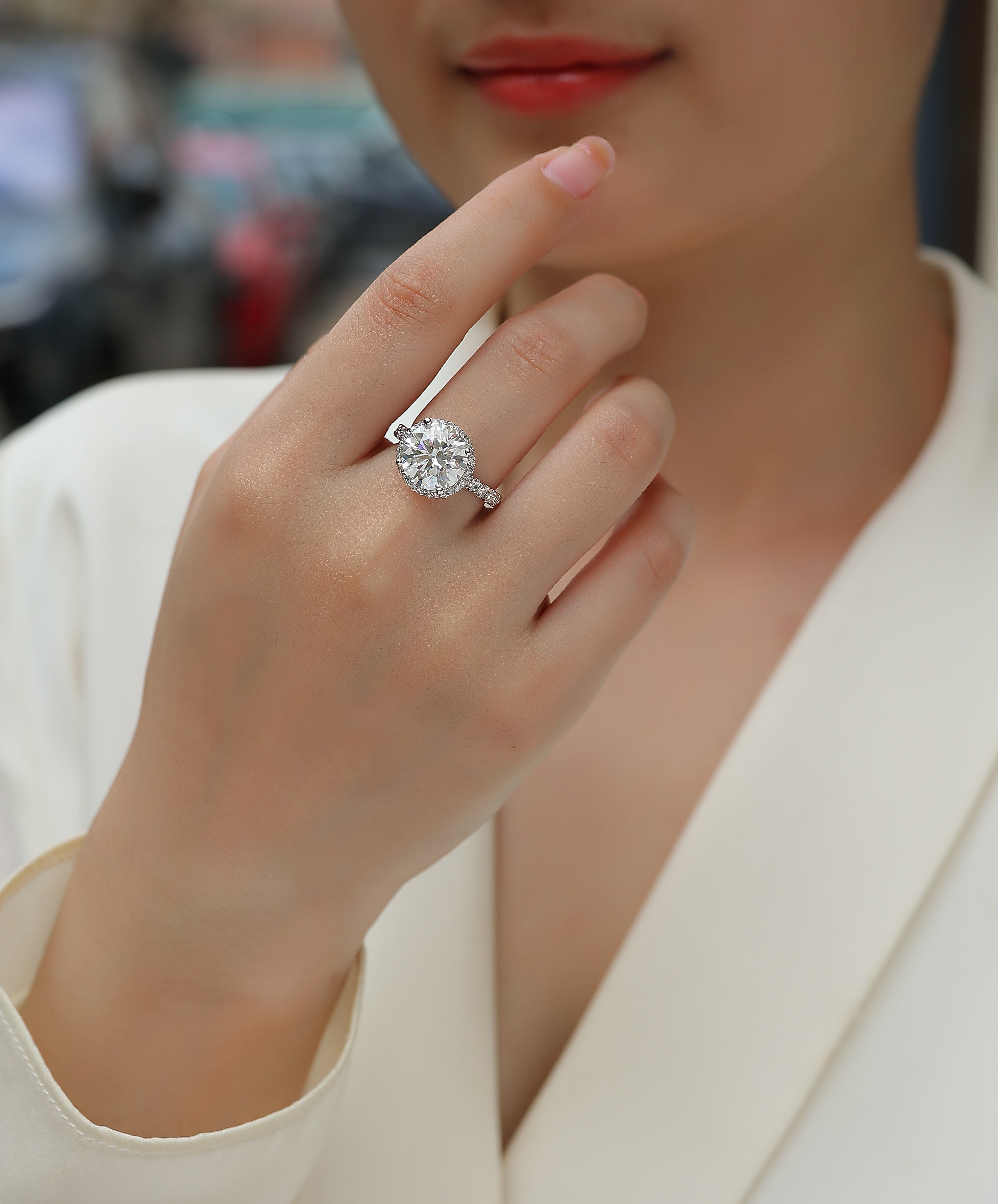 925 Sterling Silver Inlaid Moissanite "Starry Whispers" Women's Ring