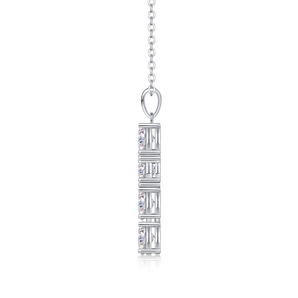 925 Sterling Silver Moissanite - Inlaid "Soul Guide" Cross Pendant Necklace