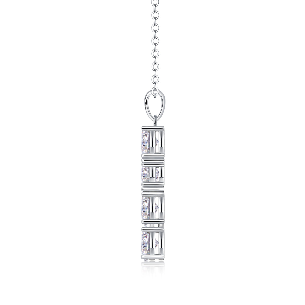 925 Sterling Silver Moissanite - Inlaid "Soul Guide" Cross Pendant Necklace