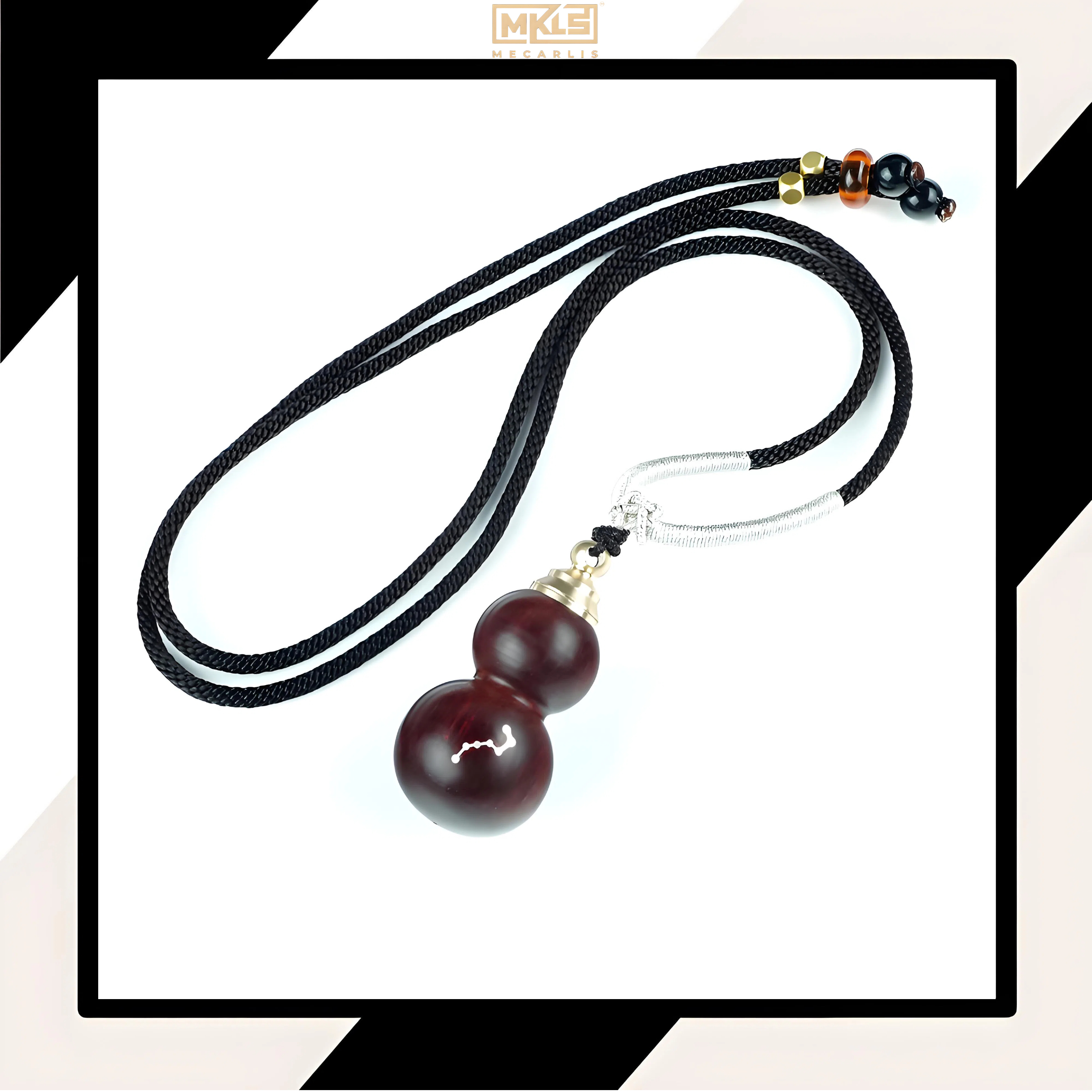 Star Rhyme and Zen Heart, Gourd Hides Blessings and Auspiciousness - The Eastern Artistic Conception of Red Sandalwood Inlaid with Silver "Big Dipper" Pendant