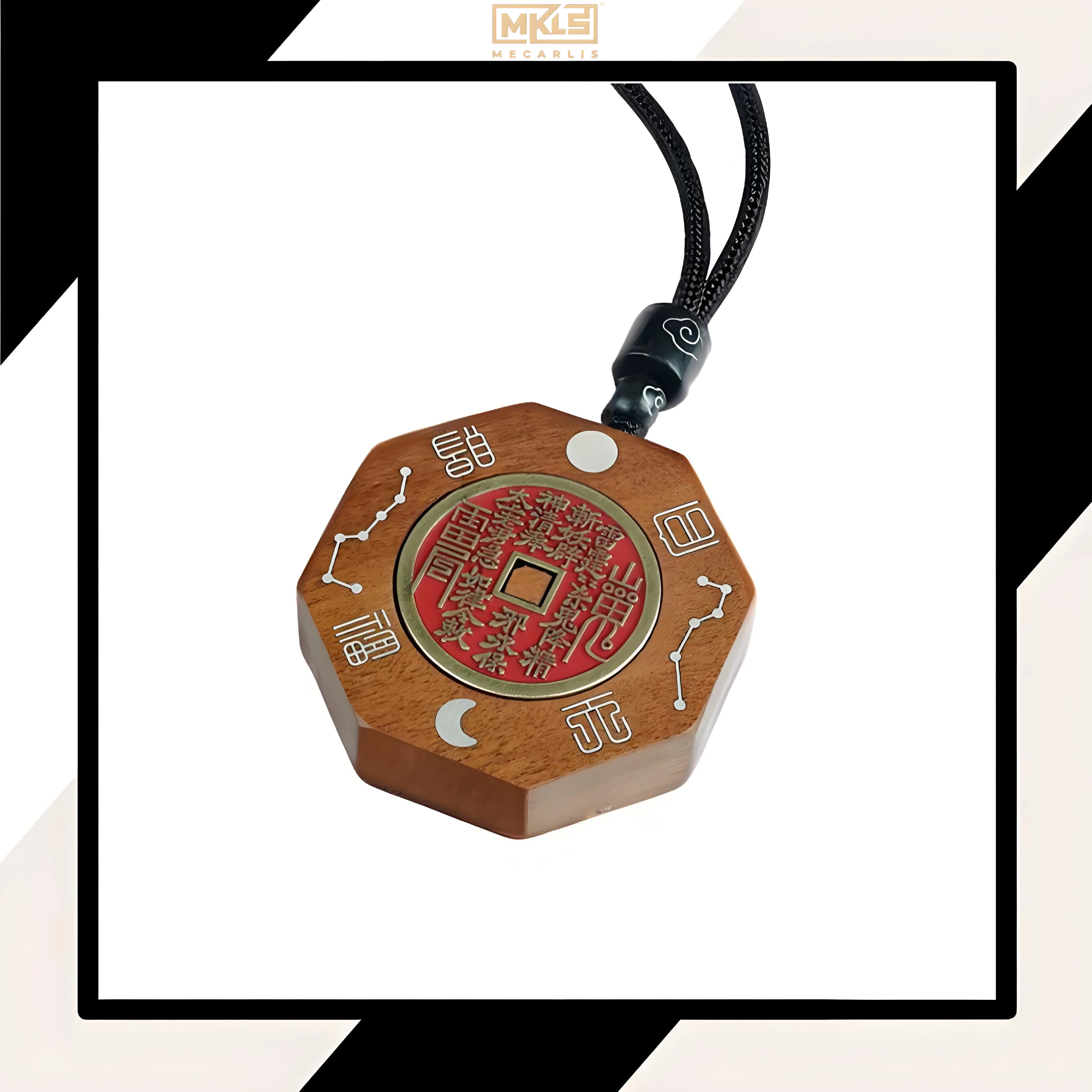 Yin - Yang Harmony, Zen Rhyme of the East - The Cultural Philosophy of Ebony, Blood Sandalwood and Jujube Wood Inlaid with Silver "Tai Chi Kung Fu" Pendant