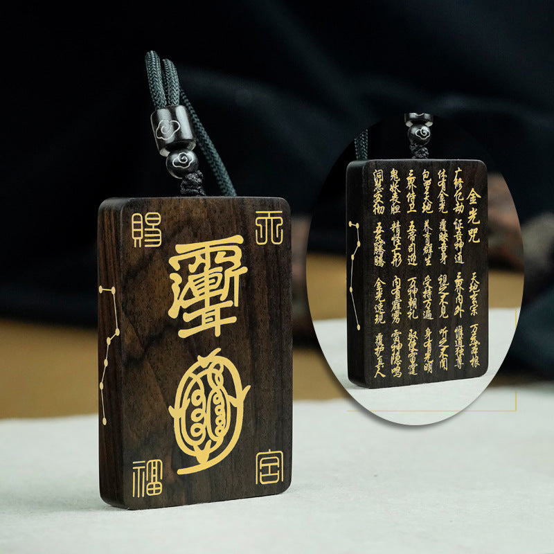 Wood and Silver Reflecting Each Other, Blessings in the East — Double-Sided Silver-Inlaid Gourd Pendant/Necklace