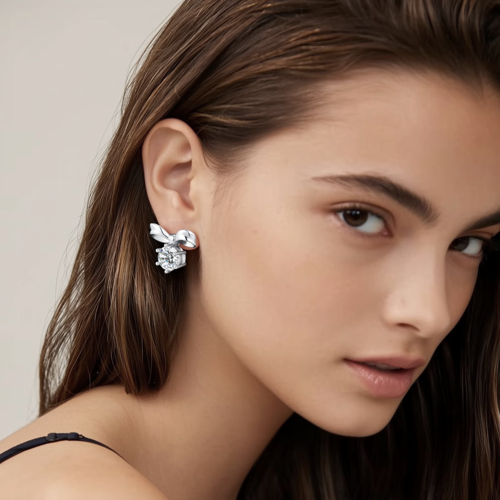 925 Sterling Silver Inlaid Moissanite Butterfly Earrings