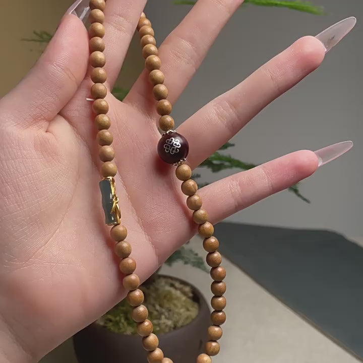 Sandalwood Around the Wrist, Bamboo Rhyme and Zen Heart - The Eastern Elegance of the "Jade Purity Heart to Heart" Bracelet